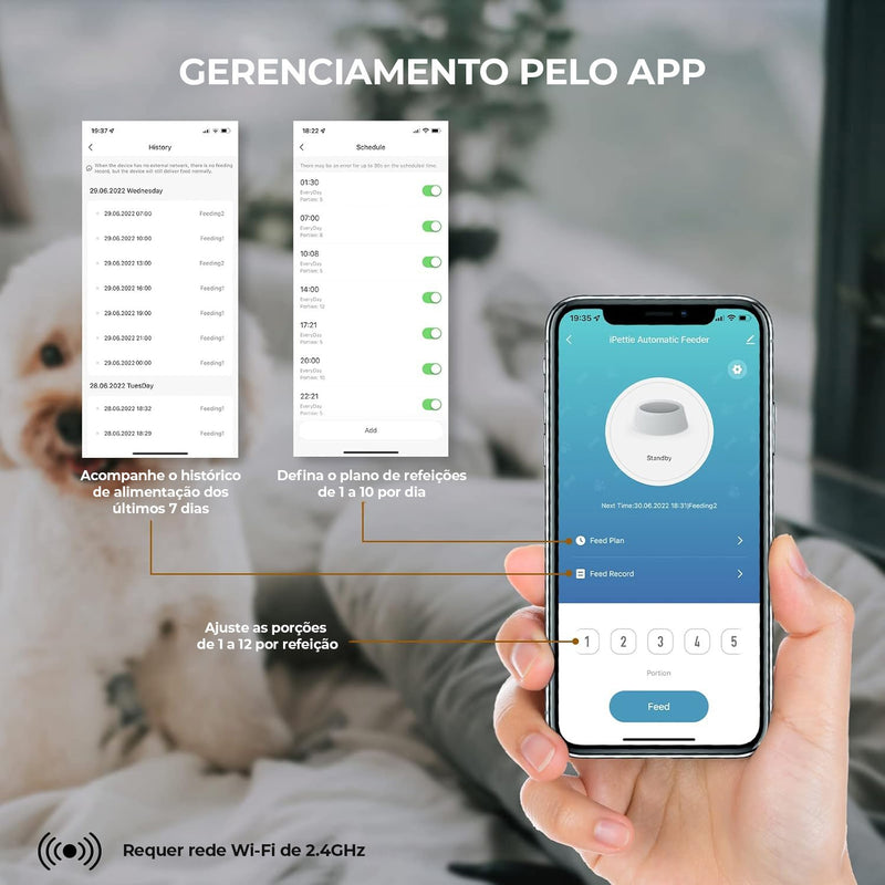 Dispensador automático de ração para cães e gatos Com tigelas duplas bidi